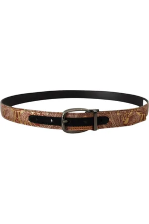 Dolce & Gabbana Mens Multicolor Embossed Leather Black Metal Buckle Belt - - Size 85 cm