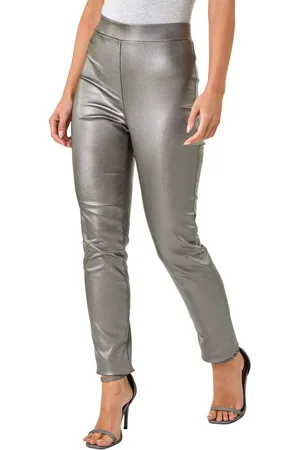 Roman Womens Petite Faux Leather Pull On Trousers - - Size 18 UK