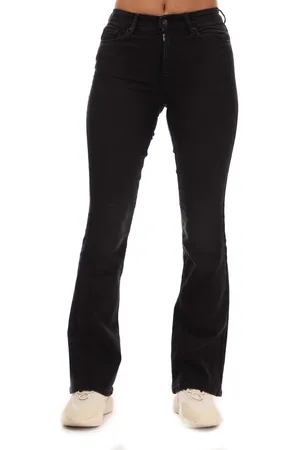 ONLY Womens Ann Mid Rise Flared Jeans in Cotton - Size 6 Short