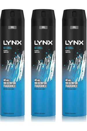 Lynx Mens XXL Ice Chill 48-Hour High Definition Fragrance Body Spray Deo, 3x250ml - - One Size