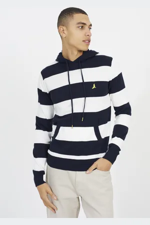 Brave Soul Mens Cotton Striped Knit Hoody - Size Small