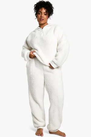 Boohoo Womens Plus Rib Fleece Half Zip And Jogger Lounge Set - - Size 26 UK