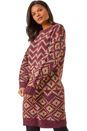 Roman Womens Geometric Print Jacquard Jumper Dress - - Size 20 UK