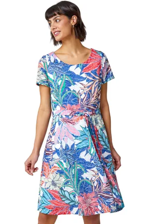 Roman Womens Tropical Burnout Print Belted Dress - - Size 16 UK