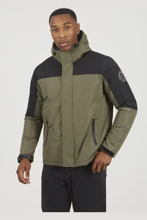 Brave Soul Mens Colour Block Hooded Jacket - Size Small