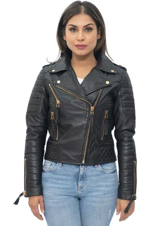 Infinity Womens Quilted Vintage Brando Biker Jacket-Lusaka - - Size 24 UK