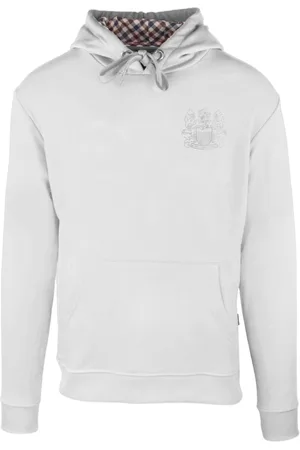 Aquascutum Mens Monotone Aldis Emblem Logo Hoodie material_cotton - Size Medium