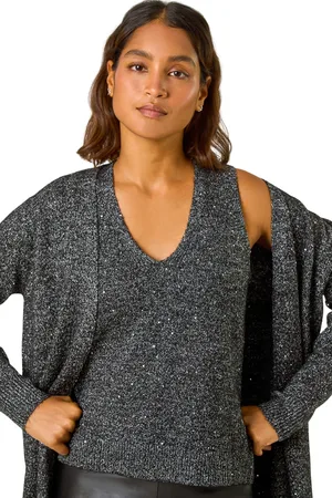 Roman Womens Sequin Embellished Knit Vest - - Size 14 UK