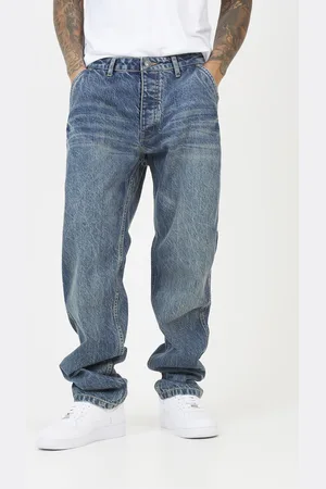 Brave Soul Mens Mid Wide Leg Denim Jeans With Carpenter Pockets - Size 32 Long