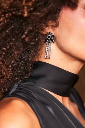 Sosandar Womens Black Rhinestone Detail Tassel Earrings - - One Size
