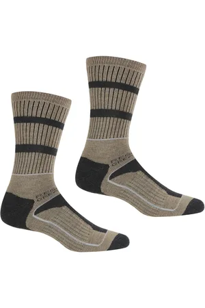 Regatta Mens Samaris 3 Season Socks (Pack of 2) (Moccasin Brown/Briar Grey) - - Size UK 6-9