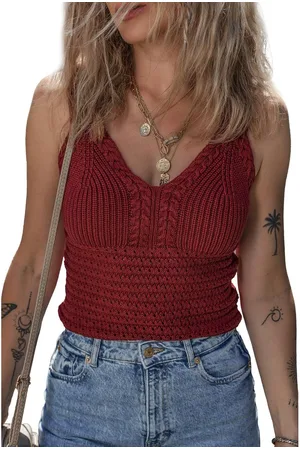 Azura Exchange Womens Cable Knit Pointelle Slim Fit V Neck Sweater Vest Cotton - Size X-Large