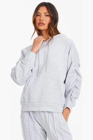 Quiz Womens Ruched Sleeve Oversized Hoodie - Size Small
