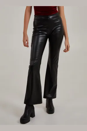 Pink Vanilla Womens Flare Leather Look Trousers - - Size 6 UK