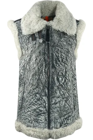 Parajumpers Womens Sax Shearling Nine Iron Leather Gilet - Size Small