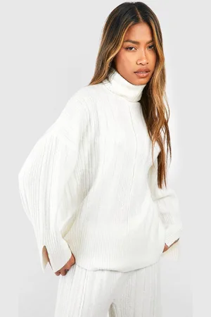 Boohoo Womens Roll Neck Soft Mixed Rib Knit Jumper - - Size Medium