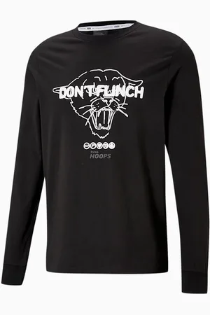 PUMA Franchise Long Sleeve Crew Neck Mens Basketball Tee 530763 01 Cotton - Size Medium