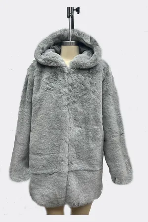 Gini London Womens Hooded Faux Fur Jacket - - Size L/XL