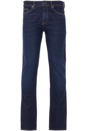 HUGO BOSS Mens Delaware Italian Denim Slim Fit Jeans - Dark Blue - Cotton - Size 36W/34L