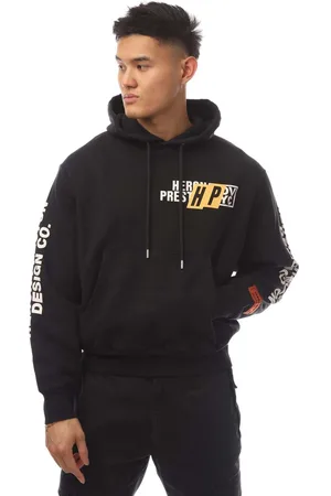 Heron Preston Mens Real Estate Hoodie in Black-White Cotton - Size Large