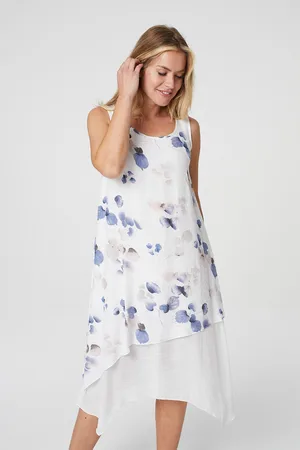 Izabel London Womens Leaf Print Layered Swing Dress - - Size 10 Regular