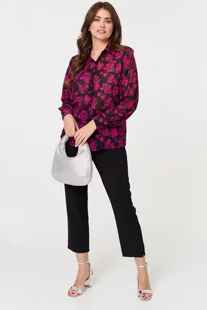 Izabel London Womens Floral Semi Sheer Long Sleeve Shirt - Size 8 UK