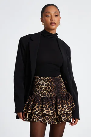 Quiz Womens Leopard Print Frill Mini Skirt - Size 4 UK