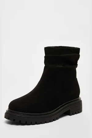 Quiz Womens Faux Suede Ruched Ankle Boots - Size UK 5
