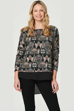 Izabel London Womens Printed Layered Hem Jumper - Size 8 UK