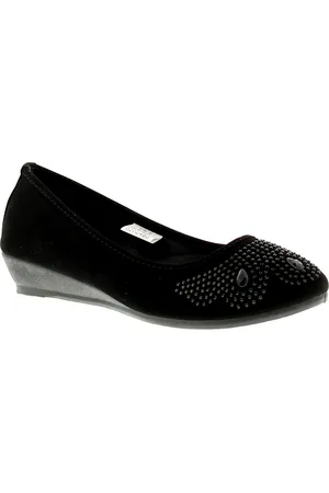 Platino Womens Shoes Wedges Diamante Tasha 2 Slip On Micro Fibre - Size UK 4