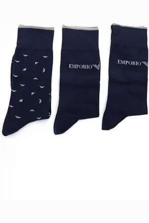 Emporio Armani Mens 3 Pairs of Socks Gift Set in Cotton - Size UK 6-11