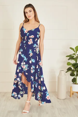 Mela Womens Floral High Low Frill Midi Dress - Size 14 UK