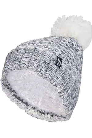Heat Holders Womens Ladies Fleece Lined Cuffed Thermal Winter Bobble Hat with Pom Pom - Nylon - One Size