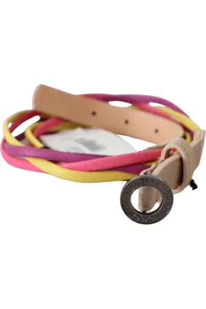 Costume National WoMens Multicolor Twisted Leather Circle Buckle Belt - Faux Leather - Size 85 cm