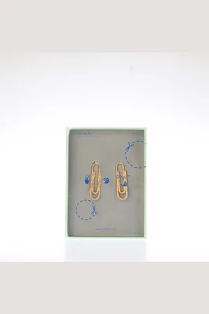 OFF-WHITE Womens Accessories Off White Double Paperclip Earrings in Brass - One Size