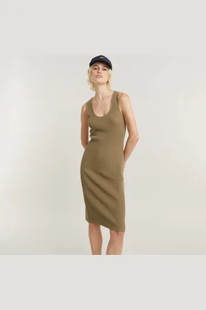 G-Star Womens G-Star RAW Bodycon Ribbed Knitted Tank Dress - Cotton - Size X-Large