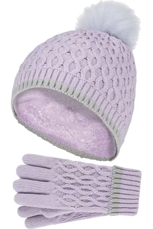 Heat Holders Girls Thermal Insulated Pom Pom Bobble Beanie Hat and Gloves
