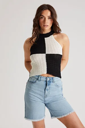 Urban Bliss Womens Checker Racer Knit Vest - Size 12 UK