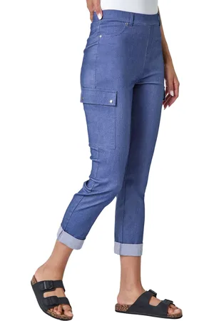 Roman Womens Turn Up Stretch Cargo Trousers - - Size 20 UK
