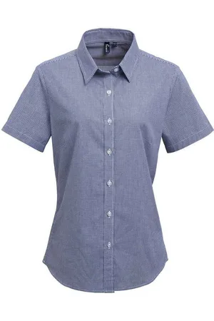 Premier Womens/Ladies Gingham Short-Sleeved Shirt ( /White) - Size 14 UK