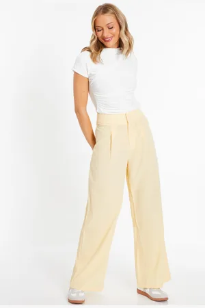Quiz Womens Linen Look Palazzo Trousers - Size 12 UK