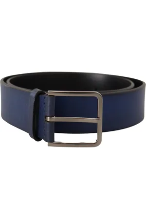 Dolce & Gabbana Mens Eye-Catching Leather Belt with Silver Tone Buckle Closure - - Size 85 cm