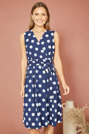 Mela Womens Spot Print Wrap Over Skater Dress - Size 10 UK