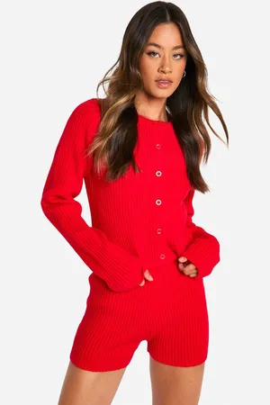 Boohoo Womens Tall Ribbed Cropped Cardigan And Micro Short Co Ord - - Size Large