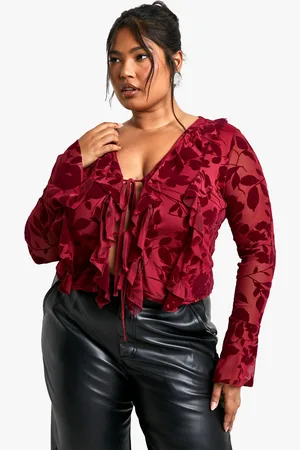 Boohoo Womens Plus Devore Tie Front Blouse - - Size 26 UK