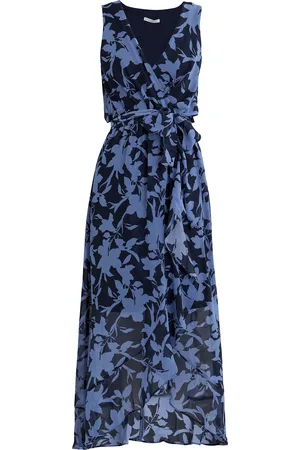 Gina Bacconi Womens Alaura Long Printed Sleeveless Dress With Surplice Neckline - - Size 22 UK