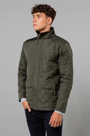 French Connection Mens Funnel Neck Diamond Quilted Jacket - Size Medium