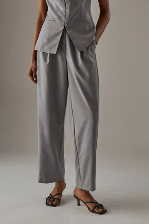 warehouse Womens Tailored High Waisted Barrel Leg Trousers - - Size 12 UK