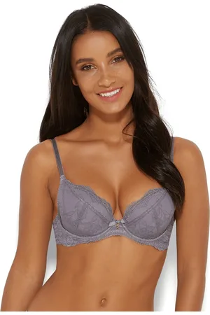 Gossard Womens Superboost Lace Padded Plunge Bra - Platinum - Polyamide - Size 32G