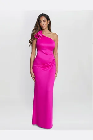 Gina Bacconi Womens Agatha 3D Flower Detailed One Shoulder Maxi Dress - - Size 14 UK